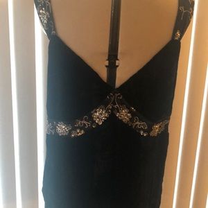 Black embroidered tank top